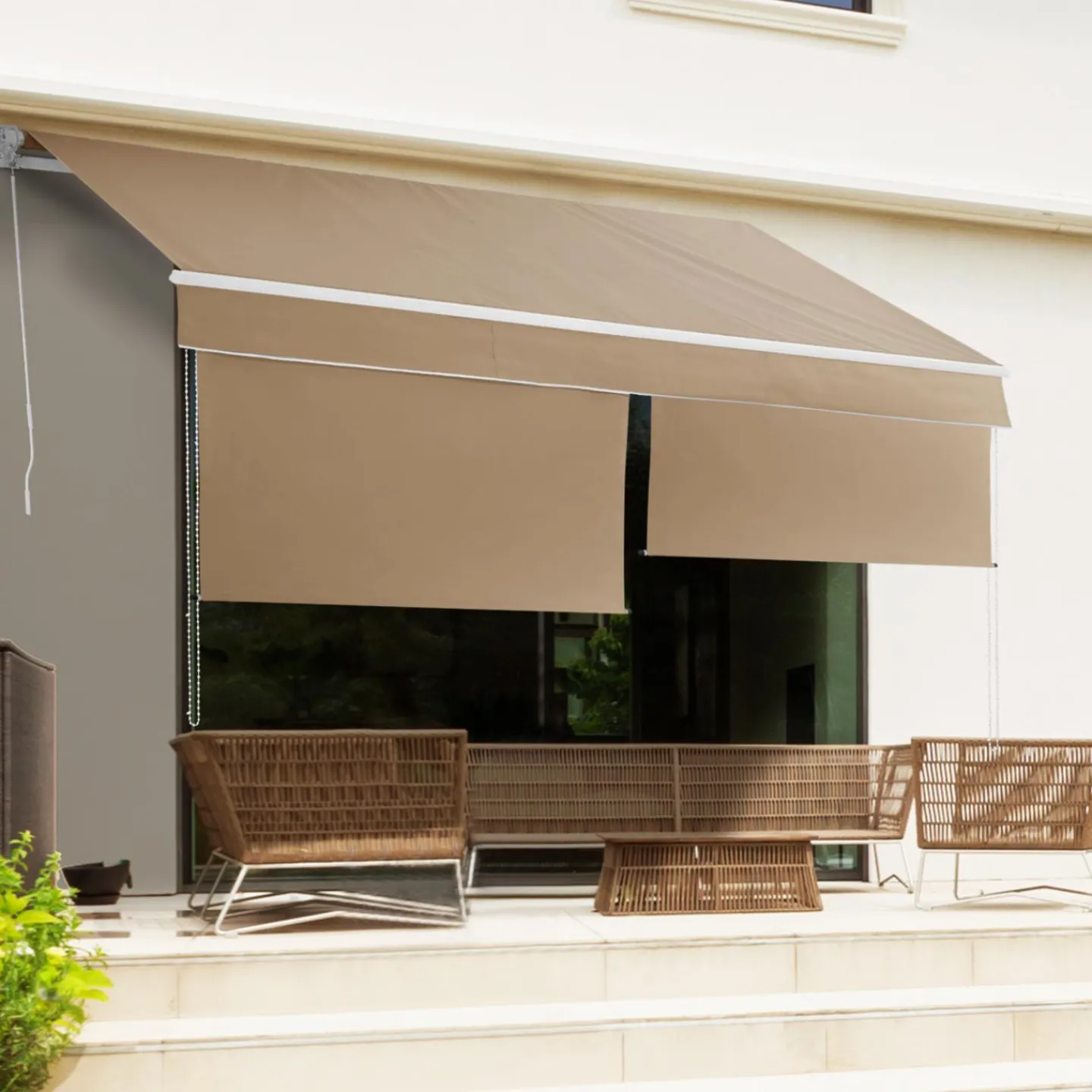 Store banne manuel 4x3 m taupe avec lambrequin de 150 cm*IDMarket New