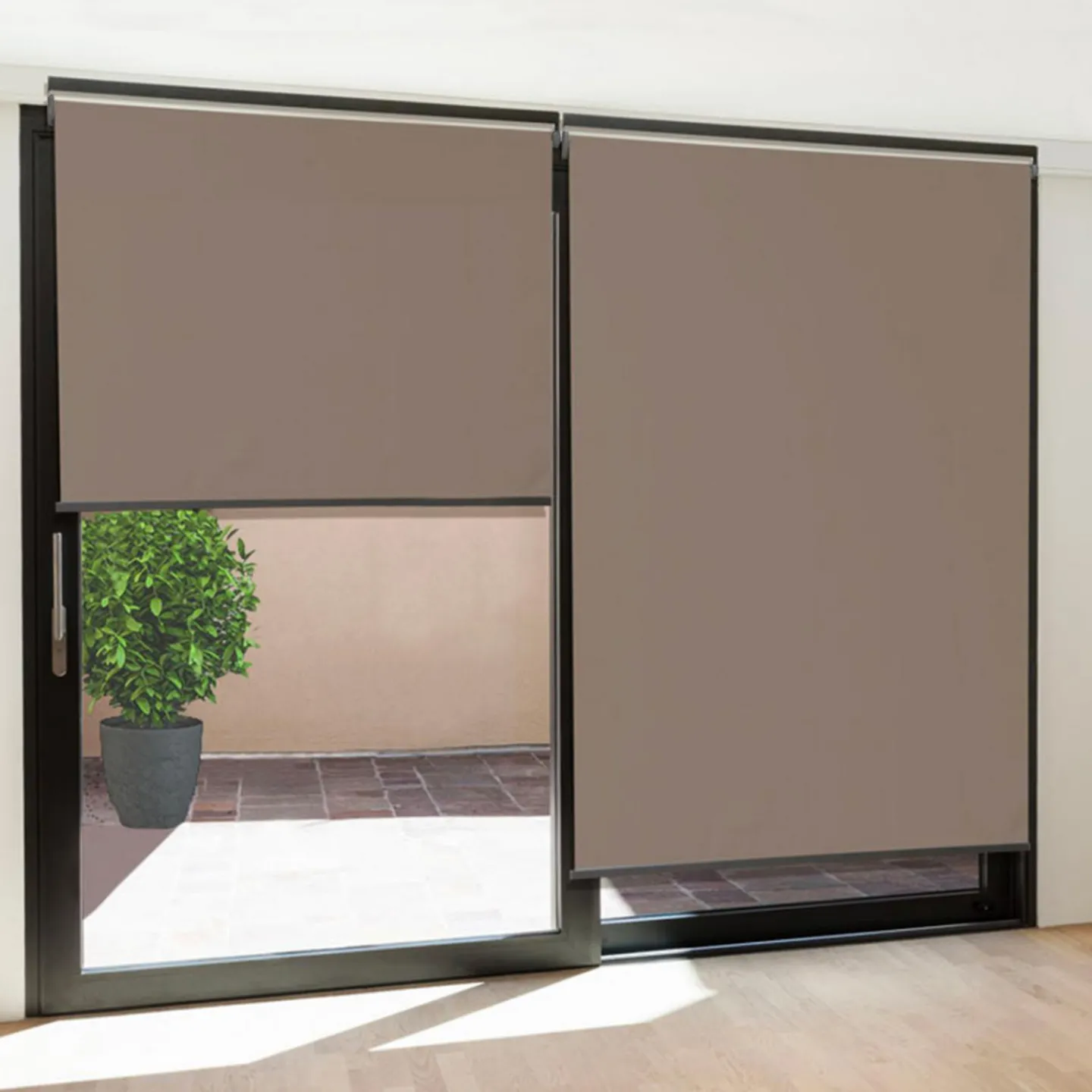 Stores enrouleurs verticaux pour pergola couleur taupe*IDMarket New