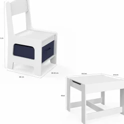 Table à dessin pour enfant avec 2 chaises et bacs de rangement*IDMarket