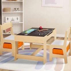 Table à dessin réversible pour enfant avec 2 chaises et bacs de rangement*IDMarket Discount