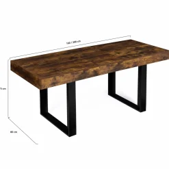 Table à manger 4 à 8 personnes bois effet vieilli et pieds noirs*IDMarket
