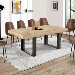 Table à manger 10 à 12 personnes bois et noir*IDMarket Sale