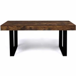 Table à manger 200 cm 10 personnes bois effet vieilli et noir*IDMarket Discount