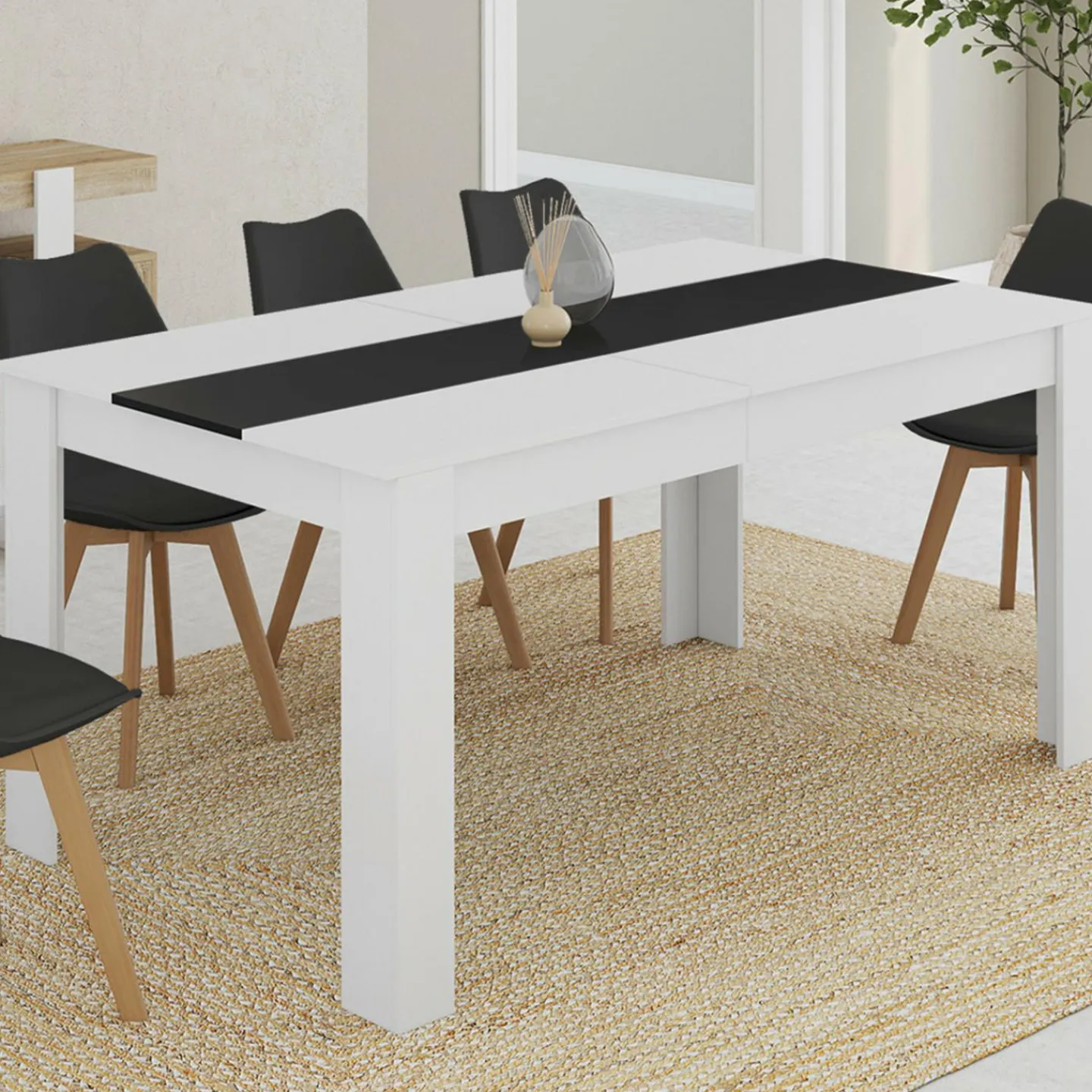 Table à manger 8 personnes blanche et noire*IDMarket Online
