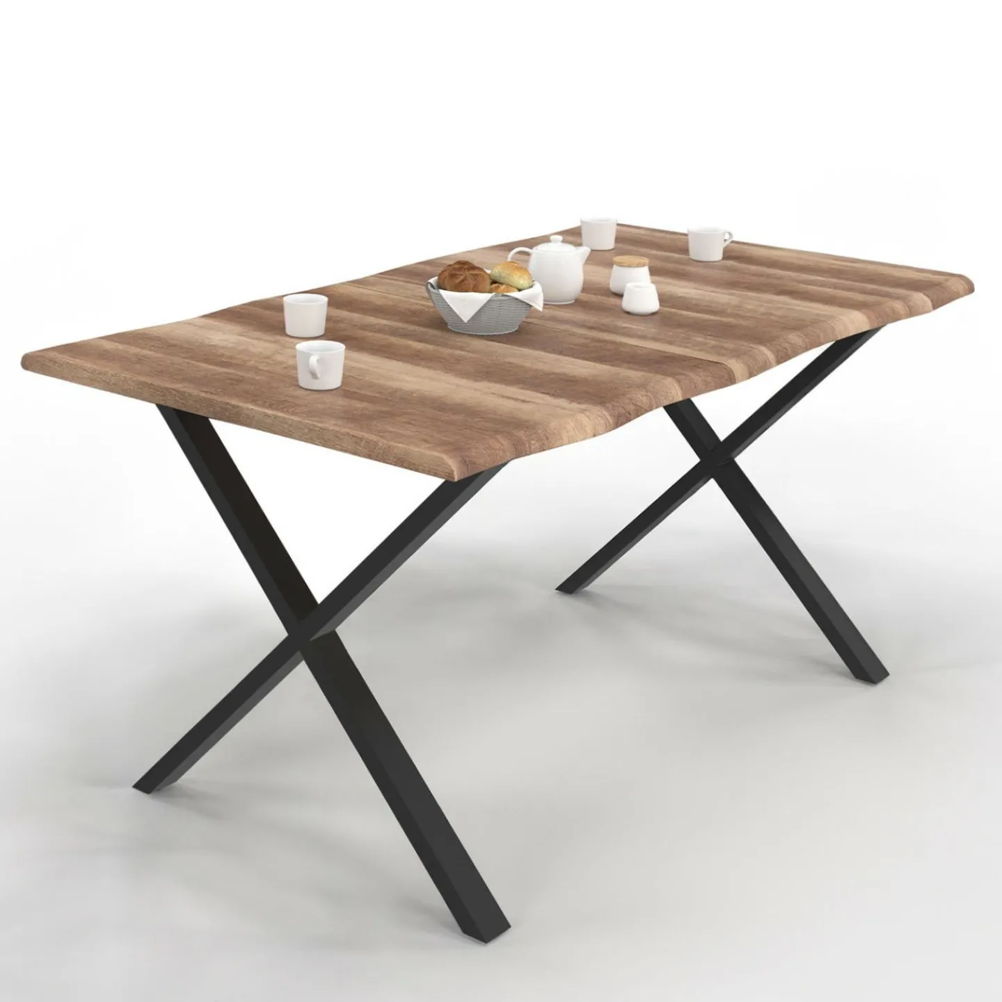 Table à manger 6 personnes avec pieds en forme de X*IDMarket Hot