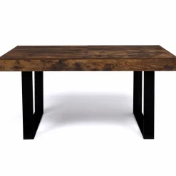 Table à manger 6 personnes bois effet vieilli et noir*IDMarket Outlet