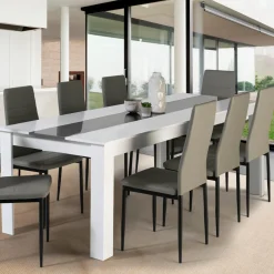 Table à manger 8 personnes blanche et grise*IDMarket Clearance