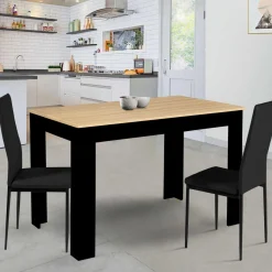 Table à manger 110 X 70 cm noir et bois*IDMarket Online