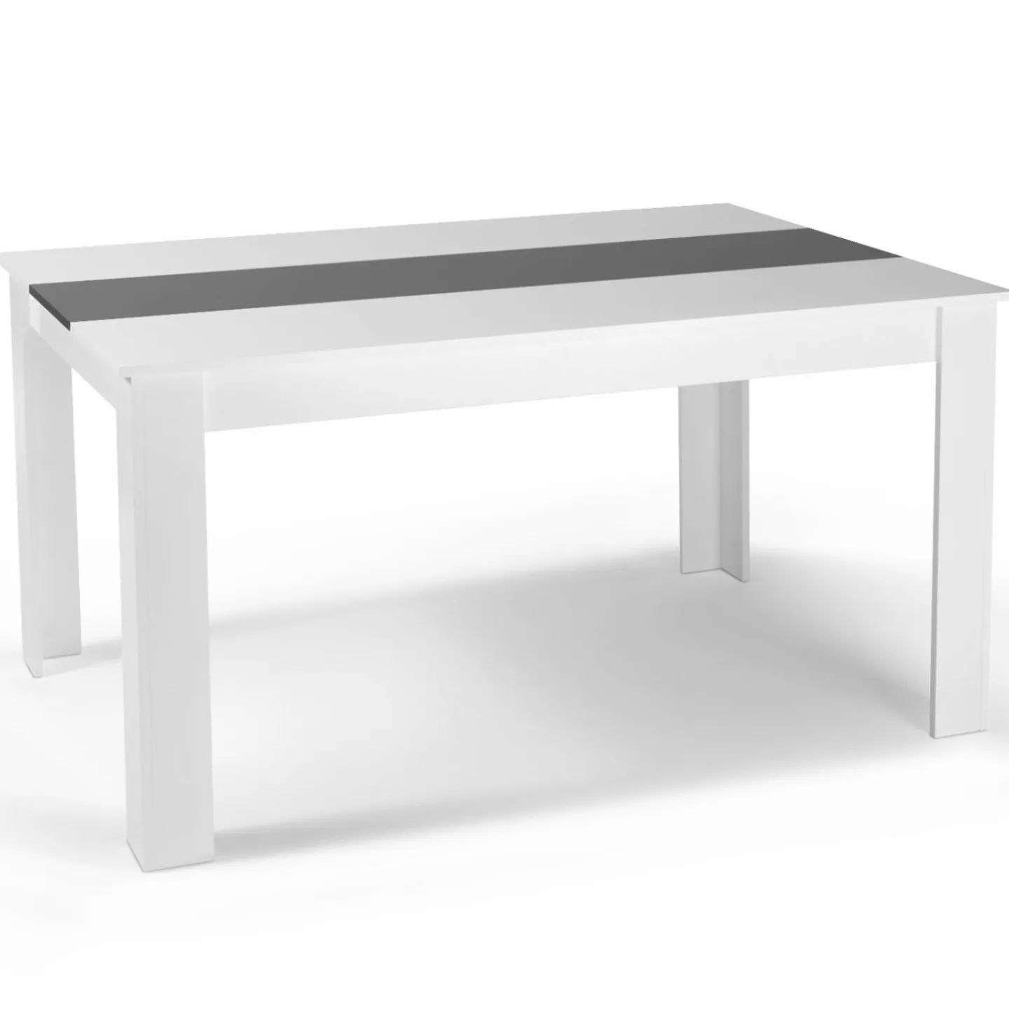 Table à manger blanche et grise 140 cm avec 6 chaises grises liseré blanc*IDMarket Discount