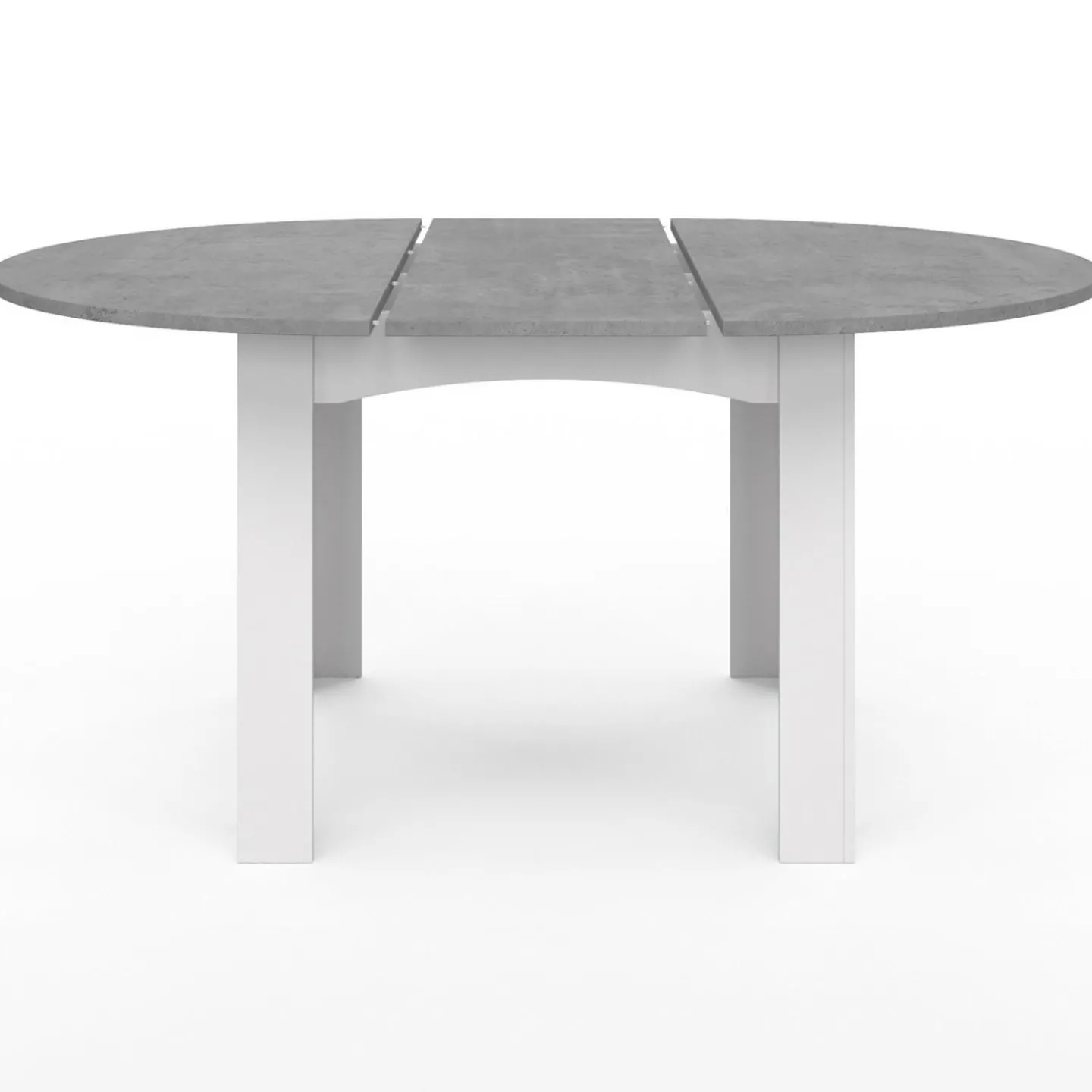 Table à manger blanche et plateau effet béton extensible ronde*IDMarket