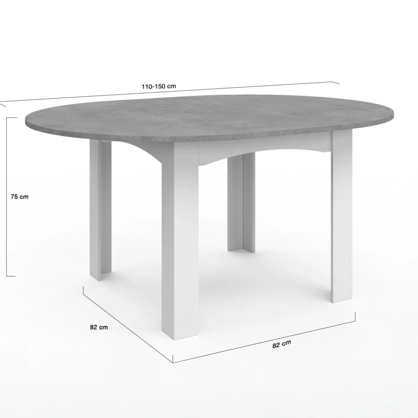 Table à manger blanche et plateau effet béton extensible ronde*IDMarket