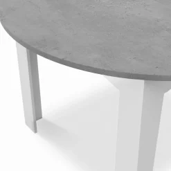 Table à manger blanche et plateau effet béton extensible ronde*IDMarket
