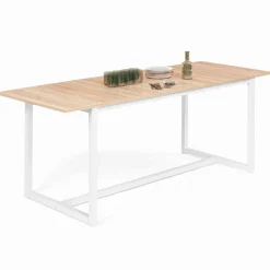 Table à manger blanche et bois extensible style industriel*IDMarket Outlet