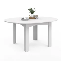 Table à manger blanche extensible ronde pour 4-8 personnes*IDMarket Discount