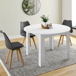 Table à manger blanche extensible ronde pour 4-8 personnes*IDMarket Discount
