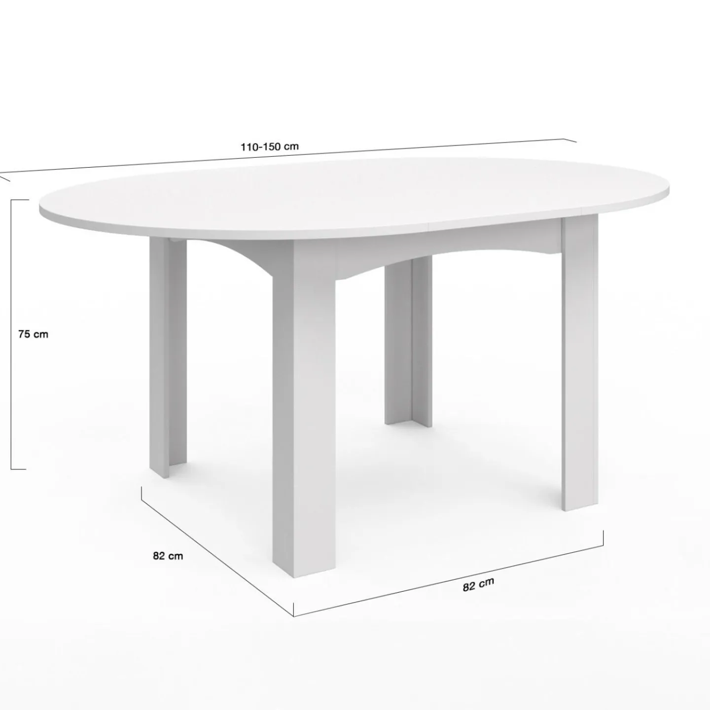 Table à manger blanche extensible ronde pour 4-8 personnes*IDMarket Discount