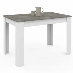 Table à manger blanche rectangle plateau effet béton 4 personnes*IDMarket Best