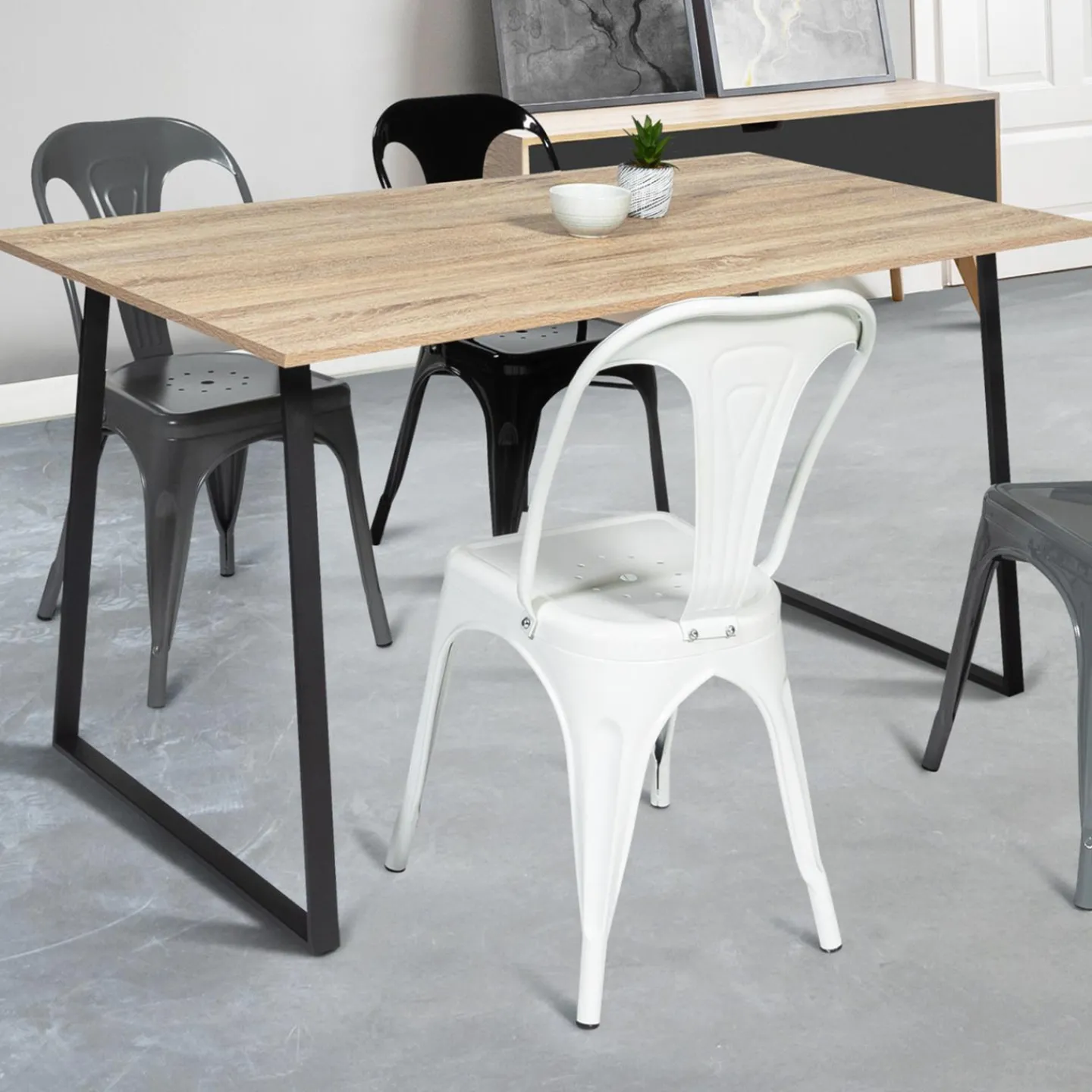 Table à manger bois et métal style industriel*IDMarket Sale