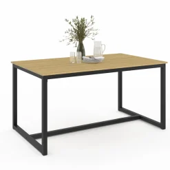 Table à manger bois et métal noir 150 cm*IDMarket