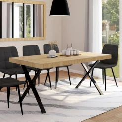 Table à manger bois et métal noir 160 cm*IDMarket Best