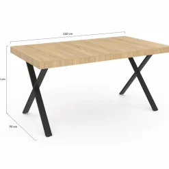 Table à manger bois et métal noir 160 cm*IDMarket Best