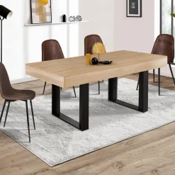 Table à manger bois imitation hêtre 6 personnes*IDMarket Discount