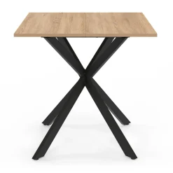 Table à manger carrée 80 cm 4 personnes en bois et pied araignée en métal noir*IDMarket Clearance