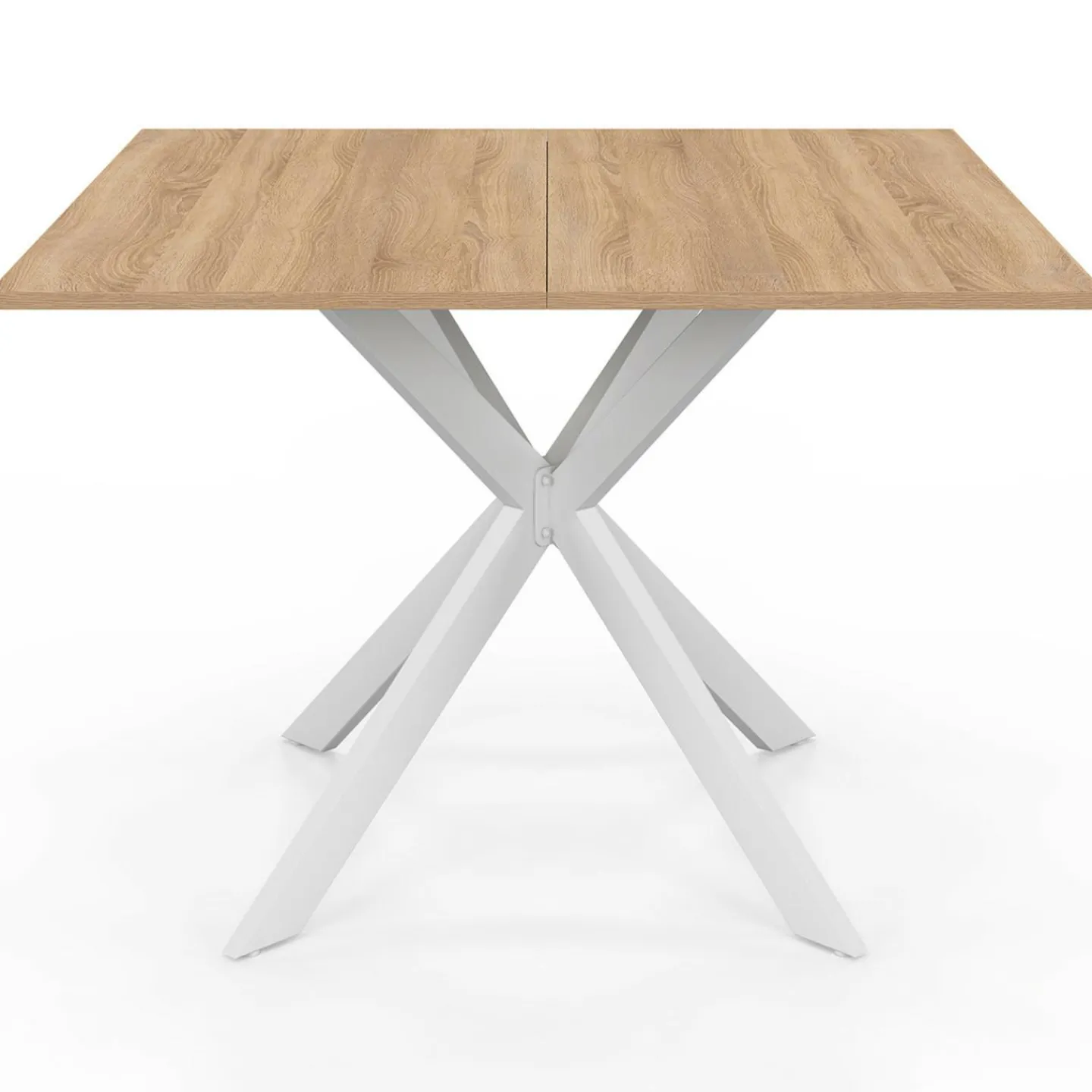 Table à manger carrée 110 cm 8 personnes plateau en bois avec pied araignée en métal blanc*IDMarket Hot
