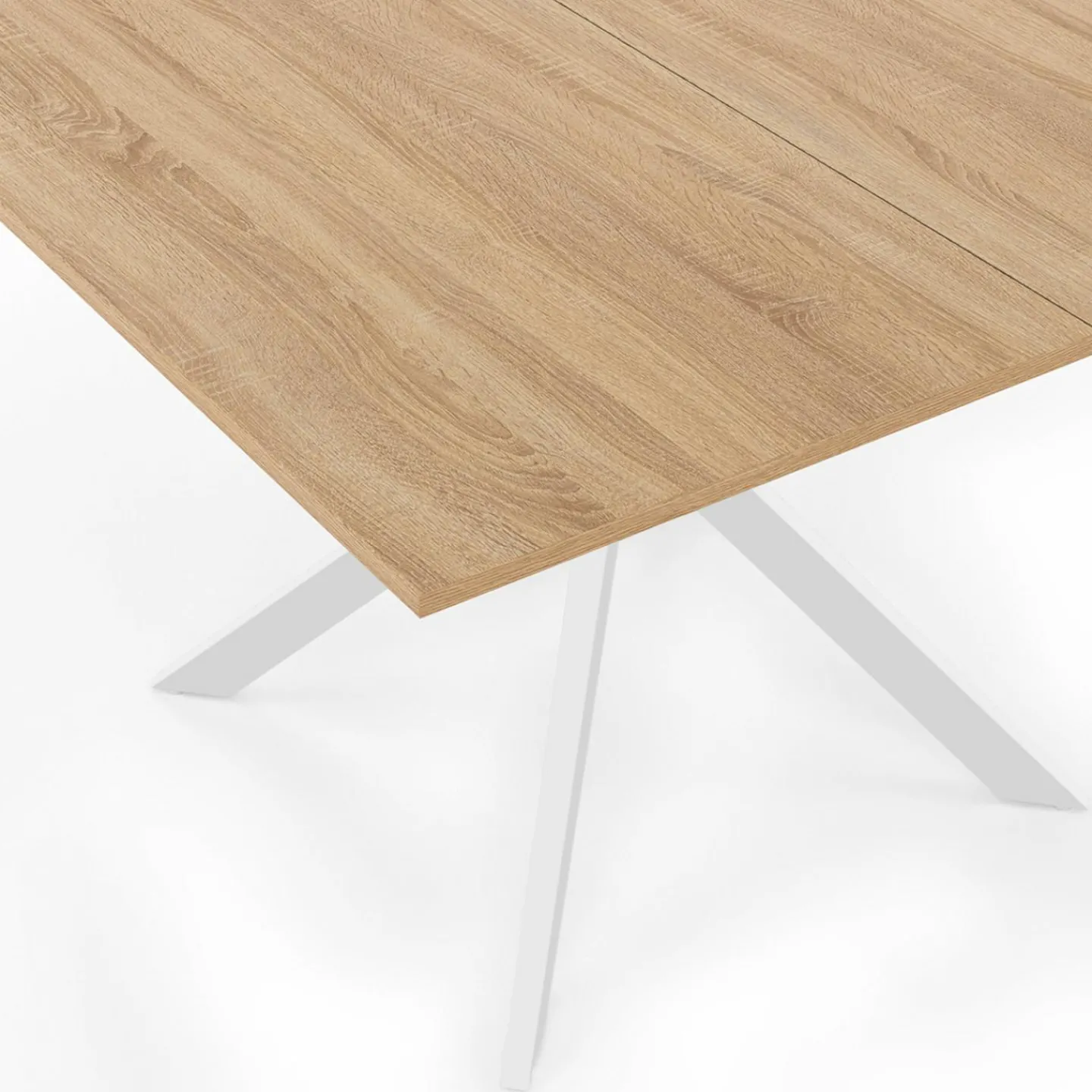 Table à manger carrée 110 cm 8 personnes plateau en bois avec pied araignée en métal blanc*IDMarket Hot