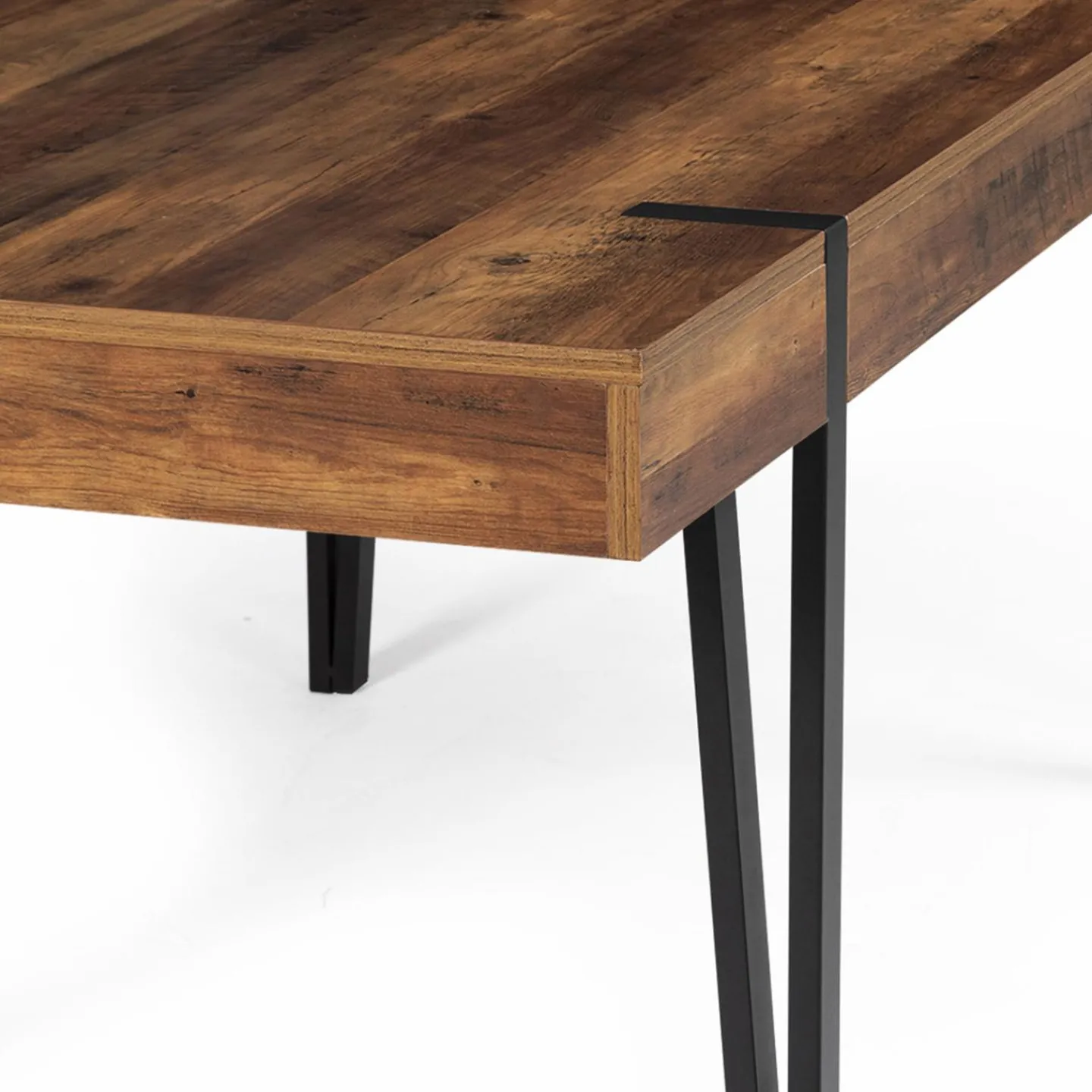 Table à manger effet bois vieilli et métal noir 200 cm 10 personnes*IDMarket Hot