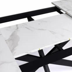 Table à manger extensible effet marbre blanc*IDMarket Best