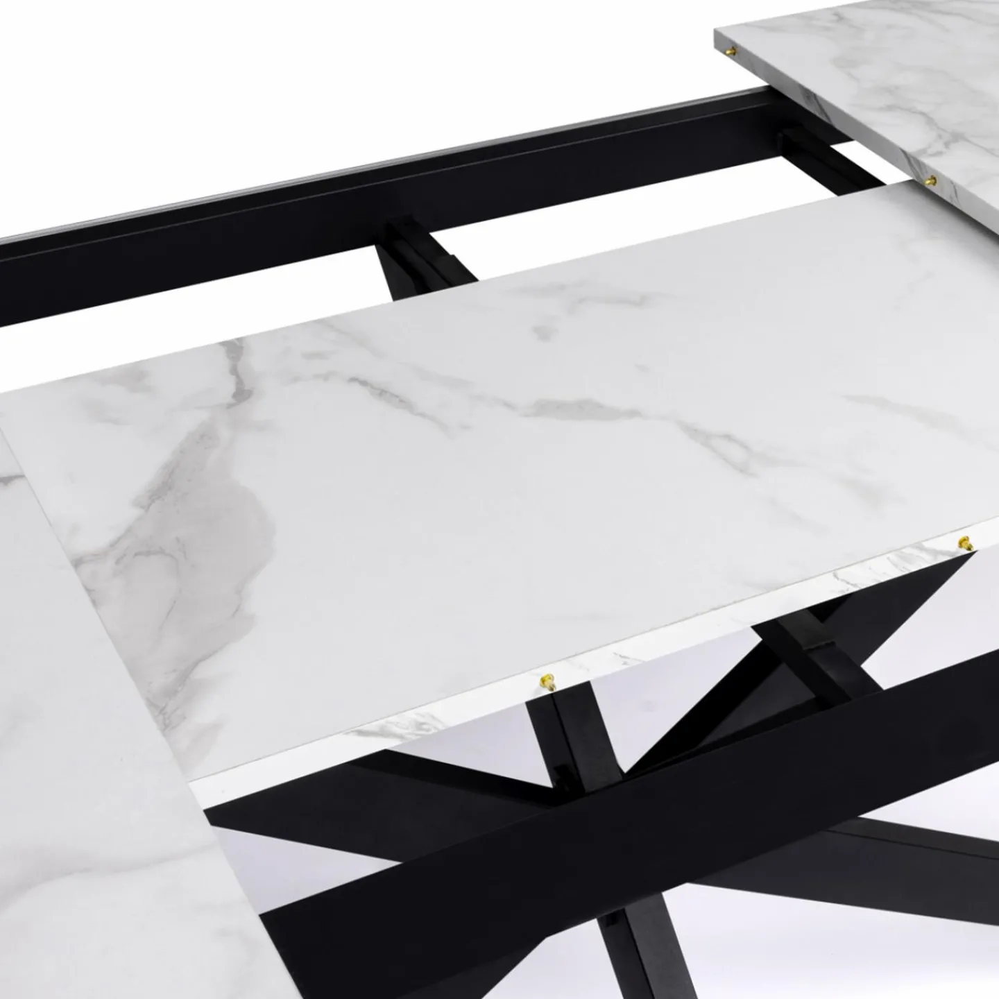 Table à manger extensible effet marbre blanc*IDMarket Best