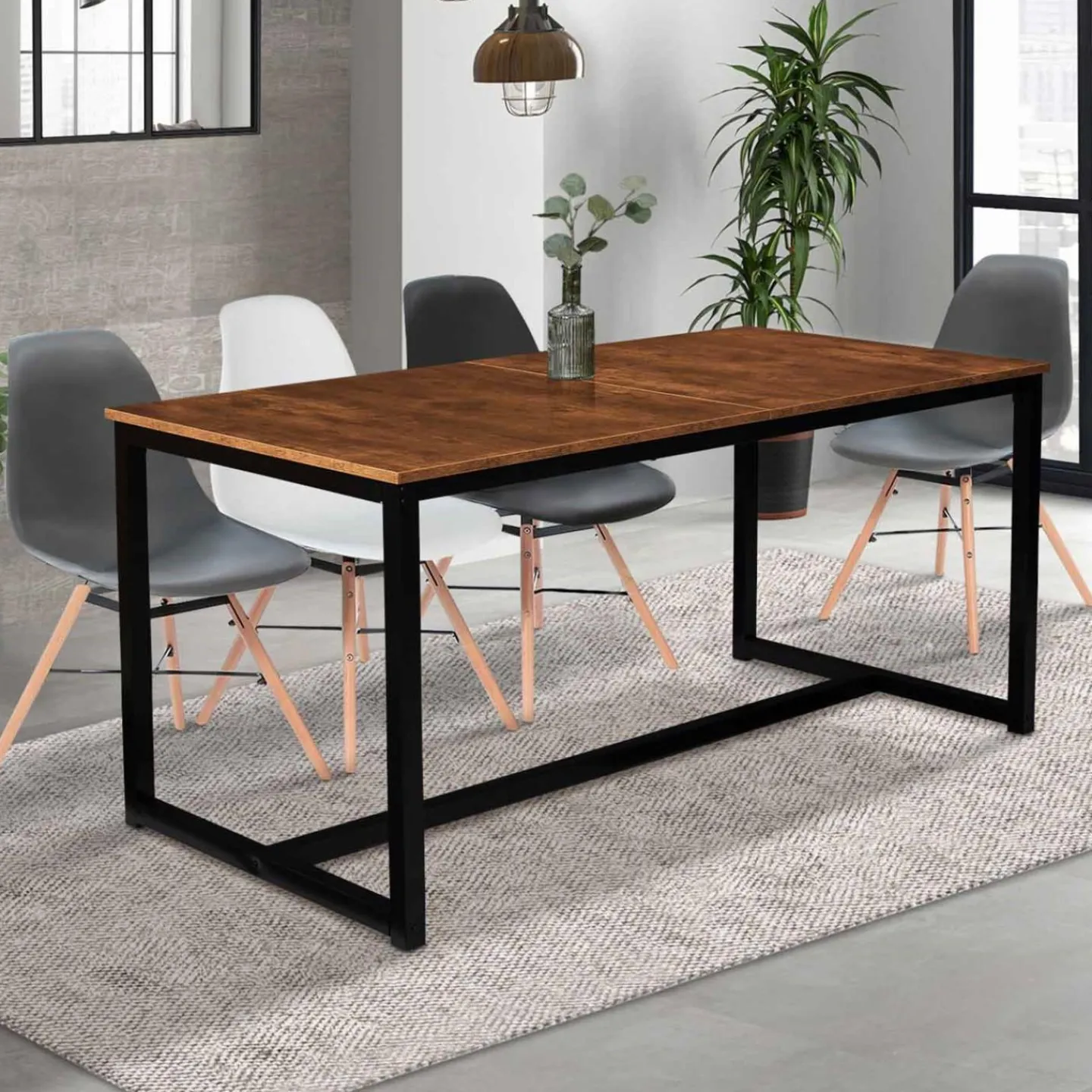 Table à manger extensible industrielle 6 à 10 personnes*IDMarket