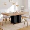 Table à manger extensible avec pied central bois et noir*IDMarket Online