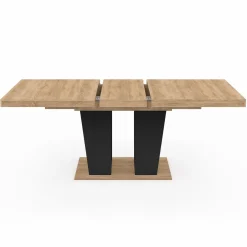Table à manger extensible avec pied central bois et noir*IDMarket Online