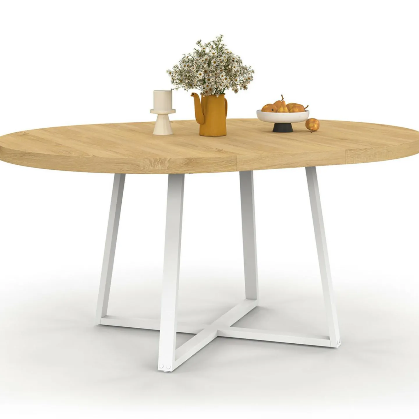 Table à manger extensible ronde 4-8 personnes bois et blanc 110-150 cm*IDMarket Hot