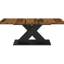 Table à manger extensible rectangle 160-200 cm 6-10 personnes pied X noir et plateau bois foncé*IDMarket Outlet