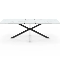 Table à manger extensible rectangle 200-240 cm 8-12 personnes effet marbre blanc*IDMarket Discount