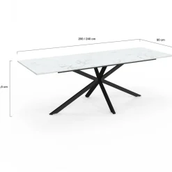 Table à manger extensible rectangle 200-240 cm 8-12 personnes effet marbre blanc*IDMarket Discount