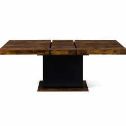 Table à manger extensible bois effet vieilli et noir 6-10 personnes 160-200 cm*IDMarket