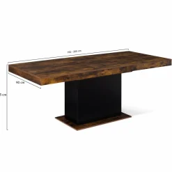 Table à manger extensible bois effet vieilli et noir 6-10 personnes 160-200 cm*IDMarket