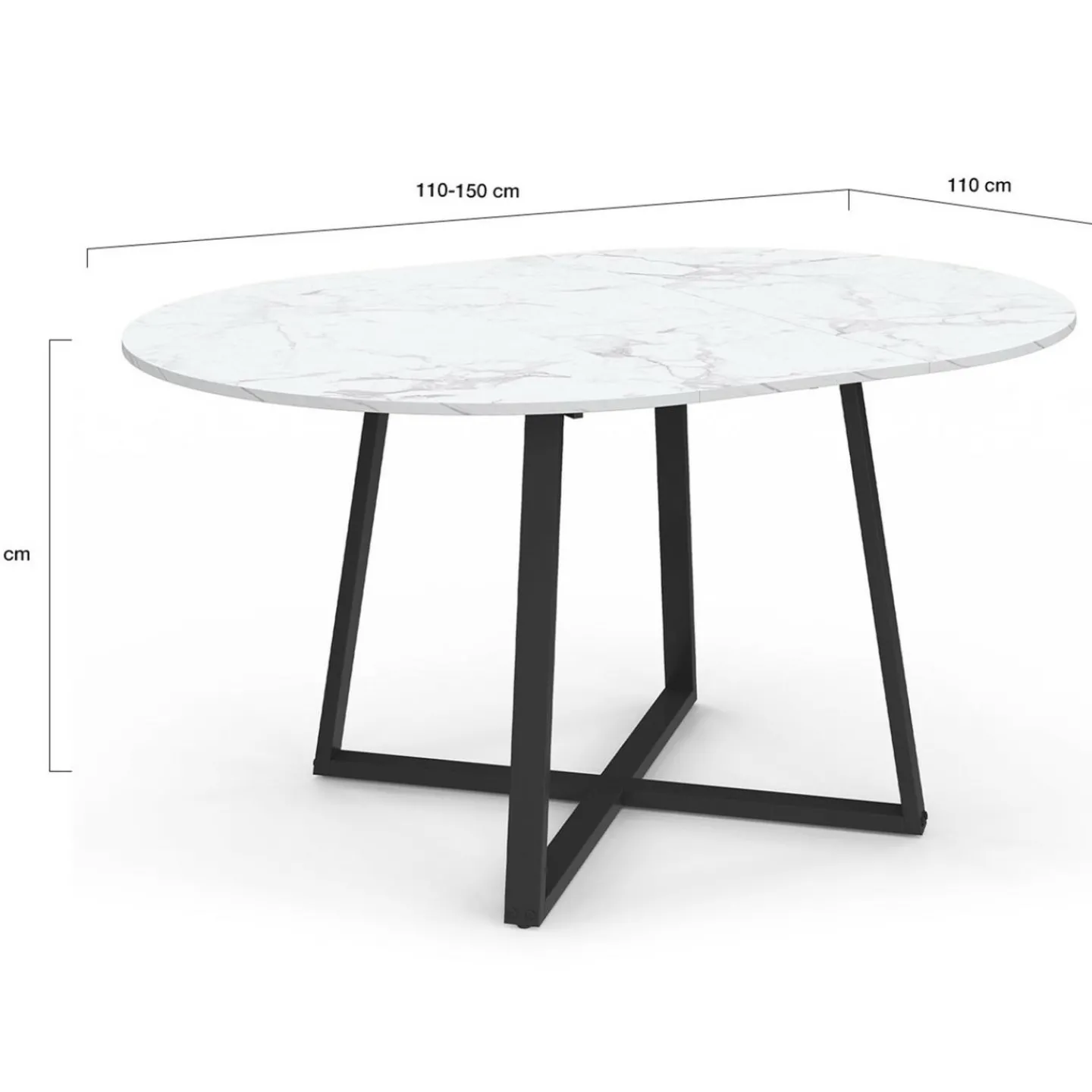 Table à manger extensible ronde 4-8 personnes noire*IDMarket Online