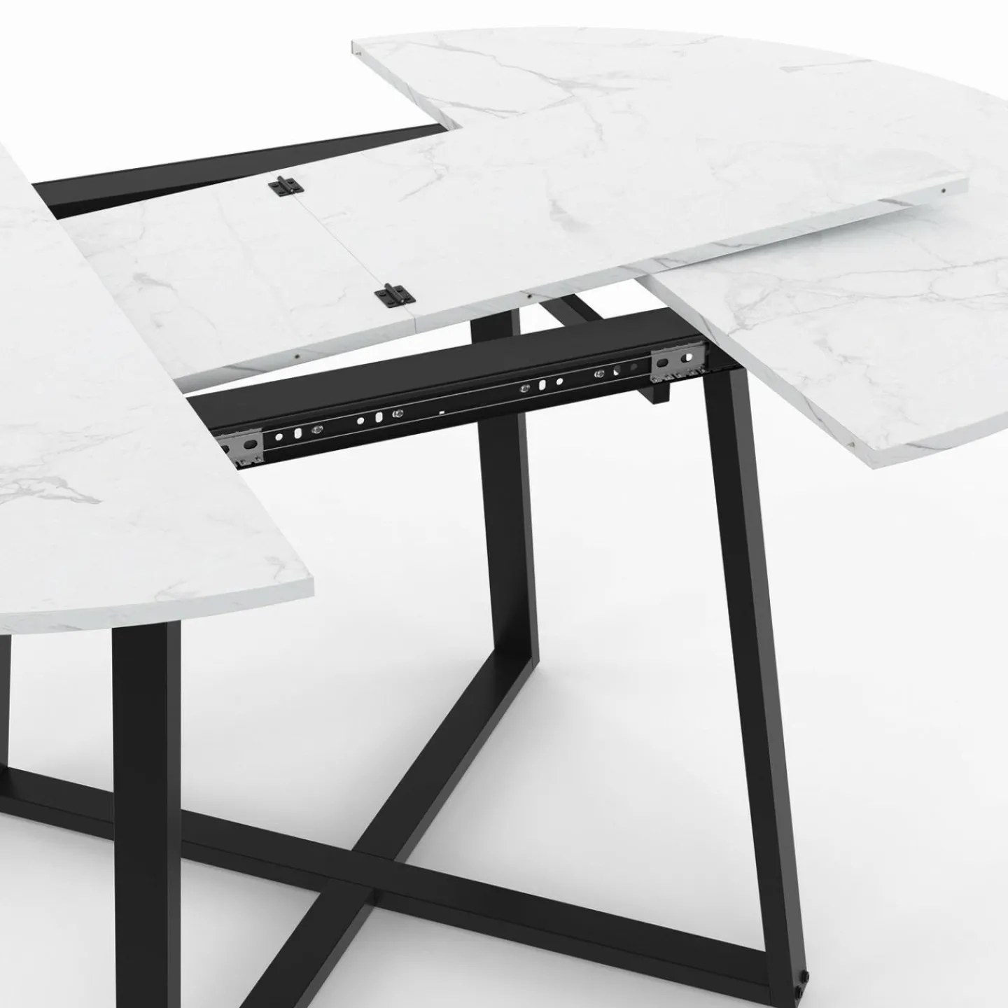 Table à manger extensible ronde 4-8 personnes noire*IDMarket Online