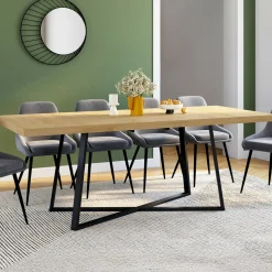 Table à manger extensible rectangle 160-200 cm 6-10 personnes bois et noir*IDMarket Discount