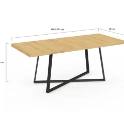 Table à manger extensible rectangle 160-200 cm 6-10 personnes bois et noir*IDMarket Discount