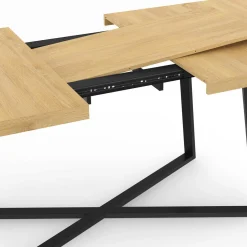 Table à manger extensible rectangle 160-200 cm 6-10 personnes bois et noir*IDMarket Discount