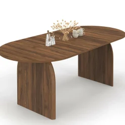 Table à manger extensible japandi ovale 6-10 personnes noyer 160 - 200 cm*IDMarket Outlet