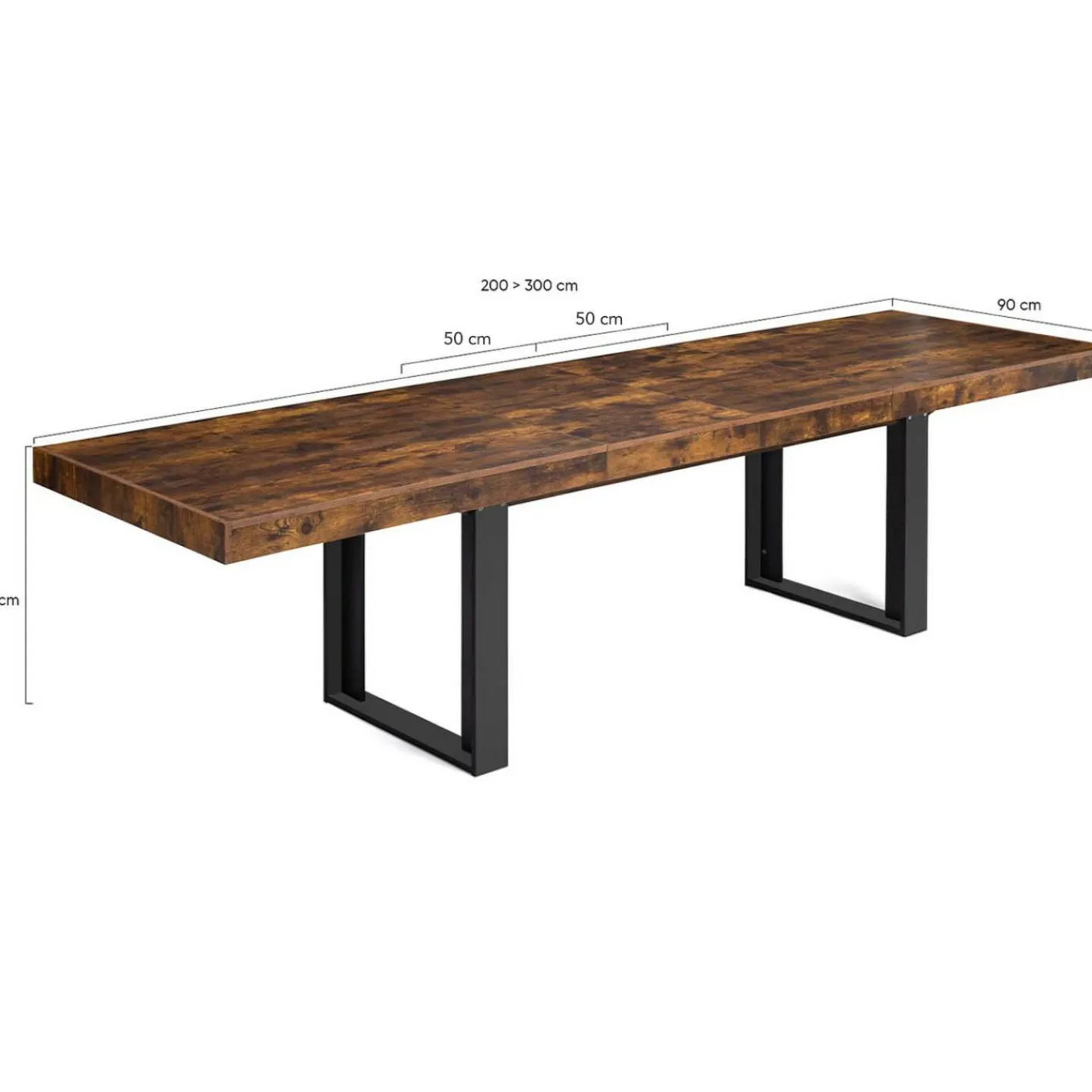 Table à manger extensible rectangle bois et noir*IDMarket