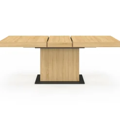 Table à manger extensible rectangle bois et socle noir*IDMarket