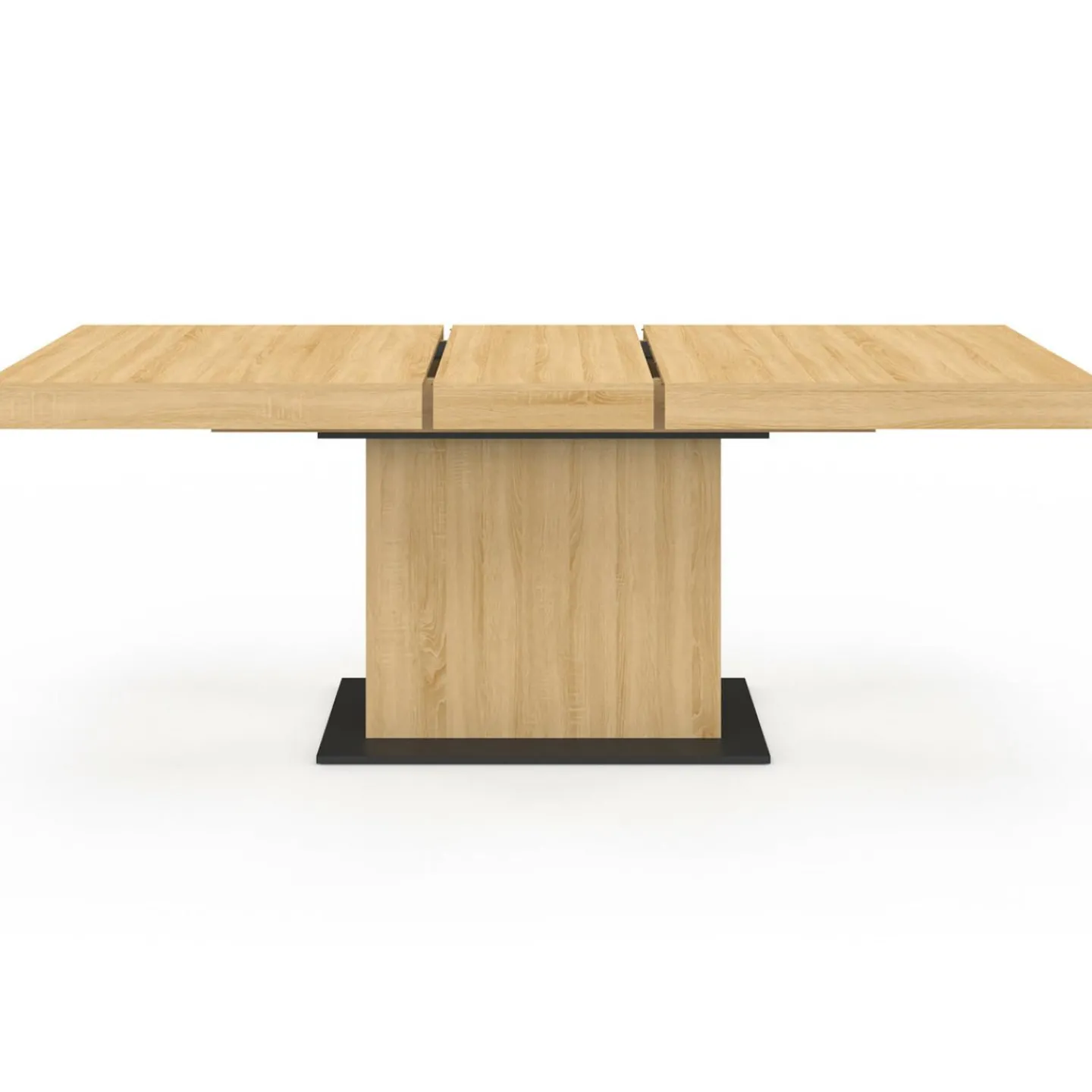 Table à manger extensible rectangle bois et socle noir*IDMarket